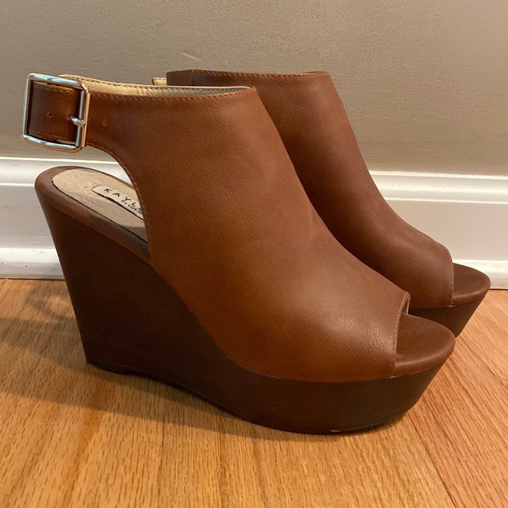 Camel Open Toe Booties - image 1